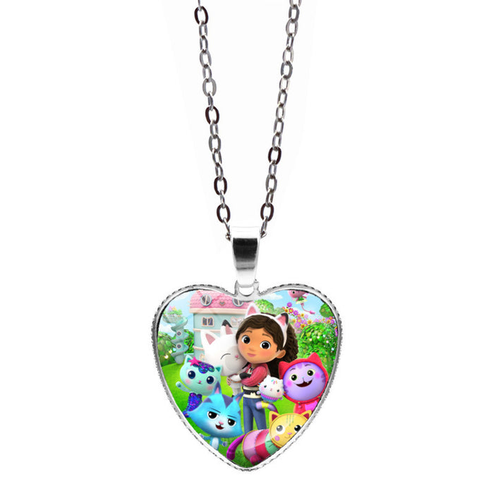 Wholesale Anime Gabby's Dollhouse Love Necklace Jewelry Girl Gift Cartoon Heart Pendant Sweater Chain JDC-NE-JY004