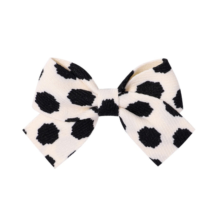 Wholesale Polyester Milk Pattern Fabric Bow Hairpin JDC-HC-Xiane016