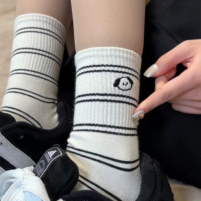 Wholesale Striped embroidery, tube socks, pile socks, pure cotton socks, casual