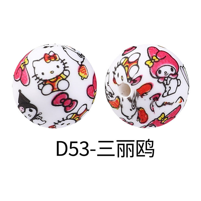 Wholesale Random 100pcs Children' s DIY jewelry water transfer silicone beads straight hole bracelet printing beads