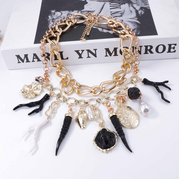 Wholesale Turtle Coral Imitation Pearl Double Layer Stacked Chain for Women