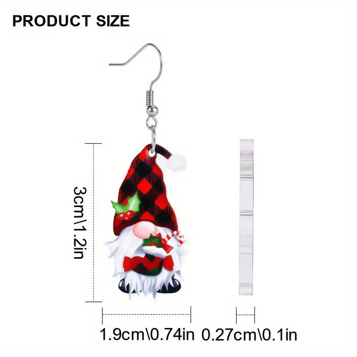 Wholesale Christmas Tree Elk Dwarf Santa Claus Pendant Wooden Earrings JDC-ES-WenT029