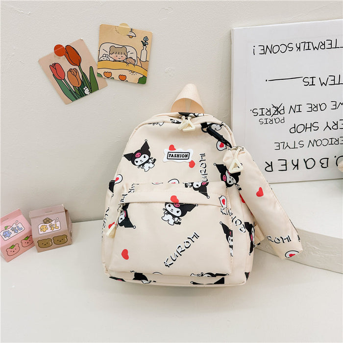 Wholesale Cartoon printed backpack, cute casual graffiti pencil case, small backpack