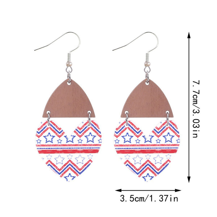 Wholesale Star earrings with striped heart-shaped acrylic patchwork earrings and earrings