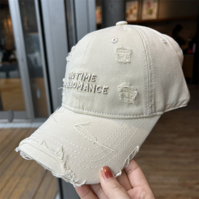 Wholesale Holed Baseball Cap Women's Letter Embroidered Cap large Wide Brim Soft Top