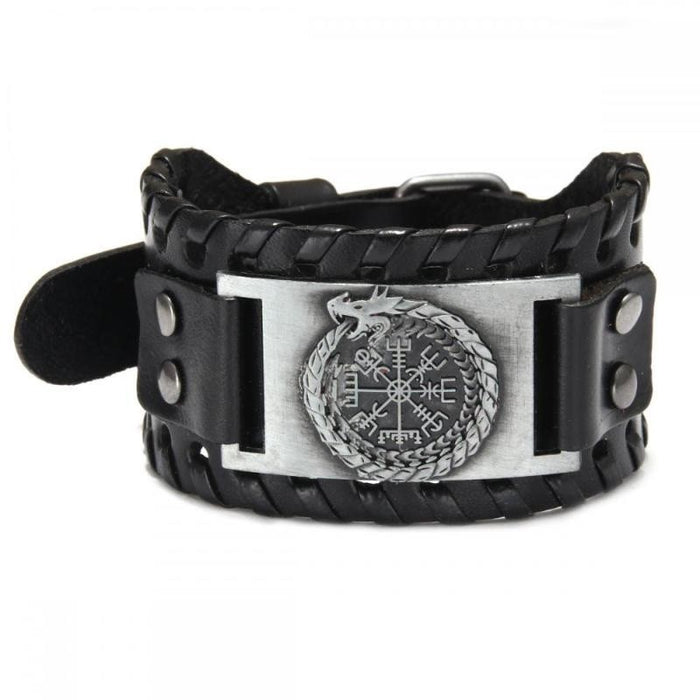 Wholesale Multi-layer Leather Wolf Head Men's Bracelet JDC-BT-FengH002