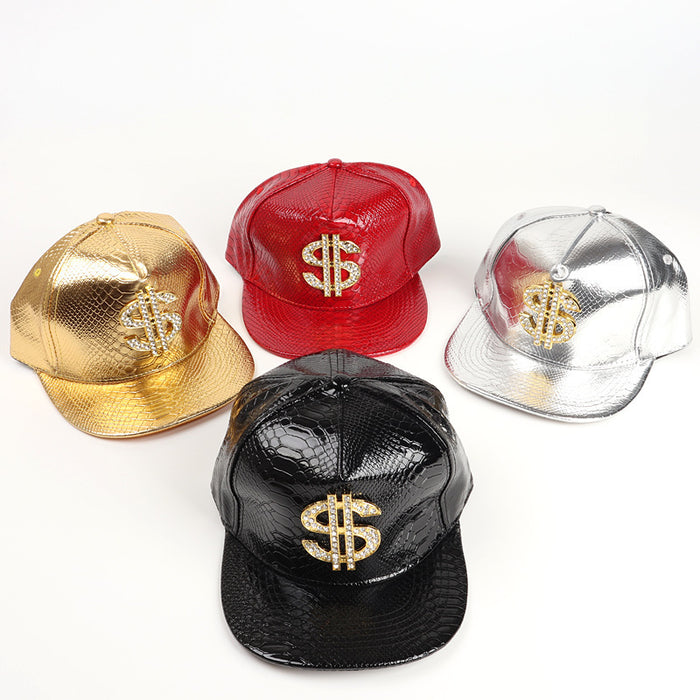 Wholesale PU Gold Dollar Sign Crocodile Pattern Flat Brim Baseball Cap JDC-FH-KuangH001