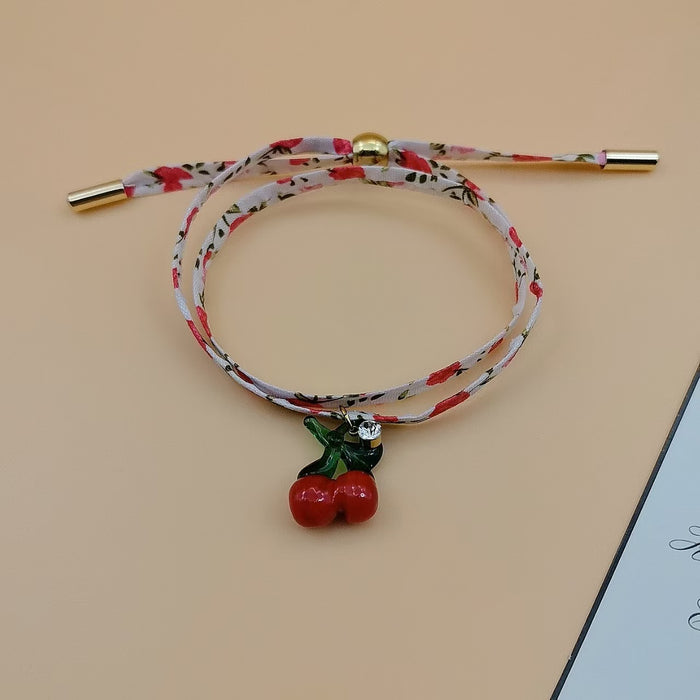 Wholesale Small floral cloth bracelet, personalized color, trendy color, glass beads, stainless steel adjustable bracelet