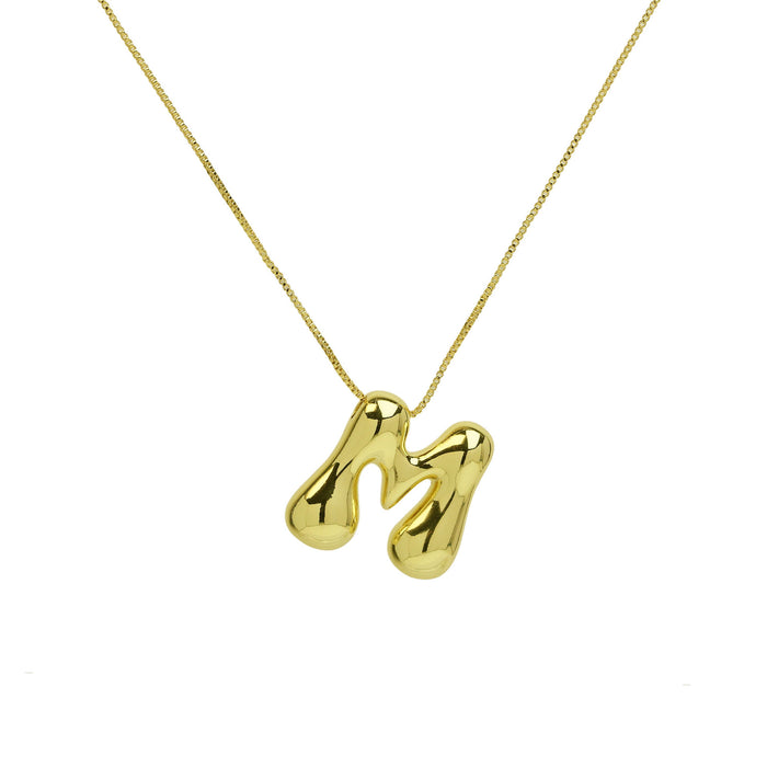 Wholesale 18k Brass Glossy Balloon 26 English Letters Necklace JDC-NE-BaiYi002