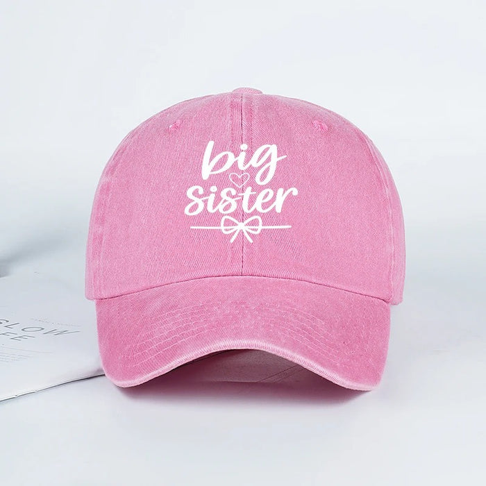 Wholesale Vintage Washed Baseball Cap With Big Sister Letter Print Trendy Adjustable Summer Sun Hat