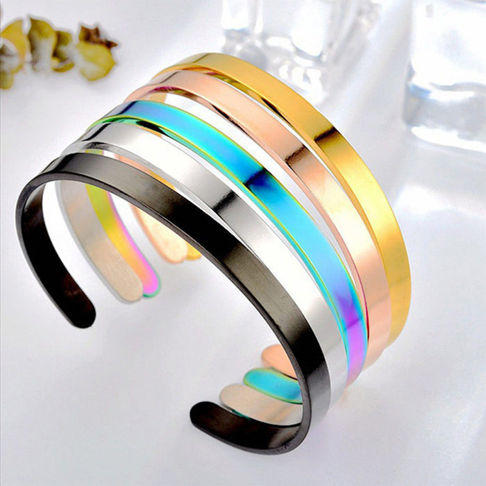 Wholesale Open-face polished C-shaped stainless steel bracelet