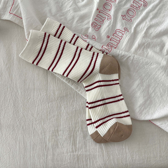 Wholesale Socks made of cotton, mid tube socks, striped pile socks, long socks