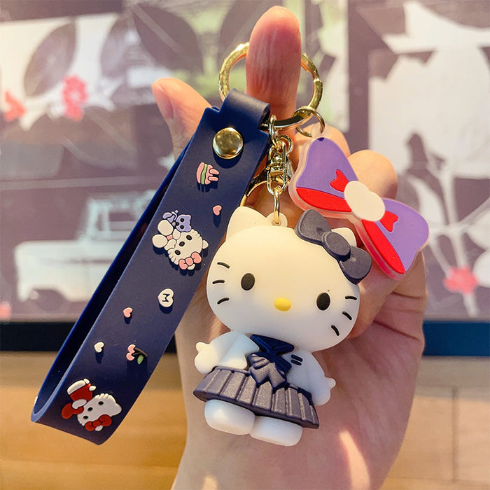 Wholesale  cat buckle cartoon Key Chain  PVC doll cat bag pendant car ring
