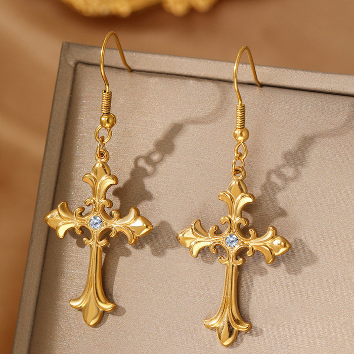 Wholesale Gothic Retro Cross Diamond Earrings
