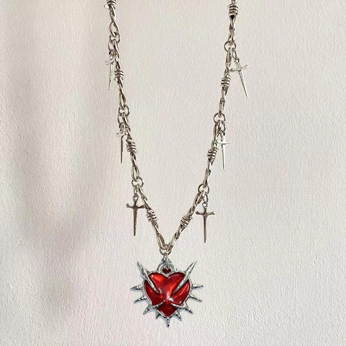Wholesale Dark Love Sword Thorn Necklace Street Retro Sweater Chain
