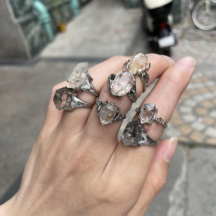 Wholesale Natural sparkling diamond crystal ring with adjustable opening, simple and fashionable wholesale