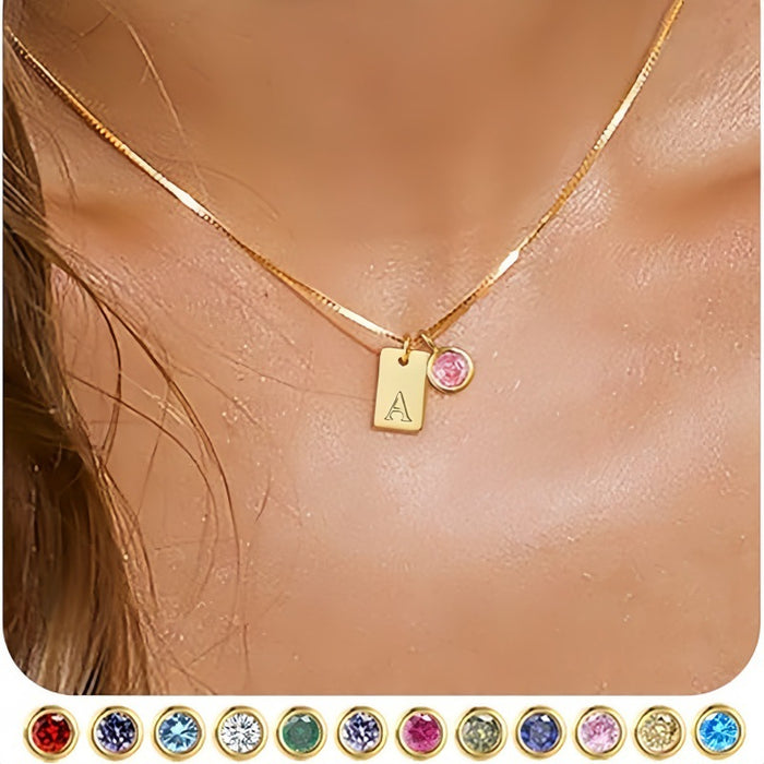 Wholesale New genuine gold plated versatile 26 letter square pendant necklace for commuting and simple accessories