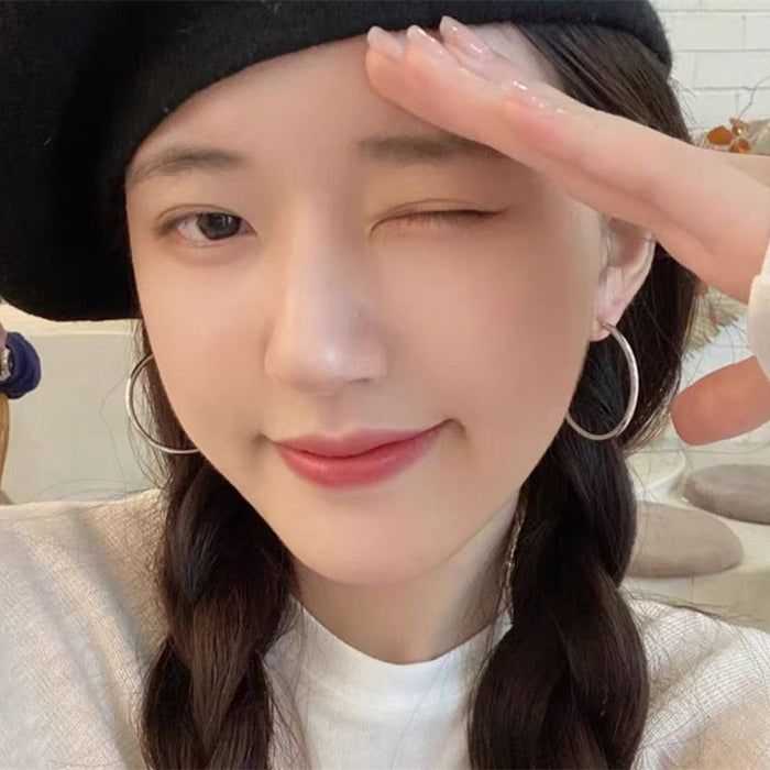 Wholesale Silver needle earrings with circular earrings, light luxury and high-end feel. Exaggerated large earrings and earrings