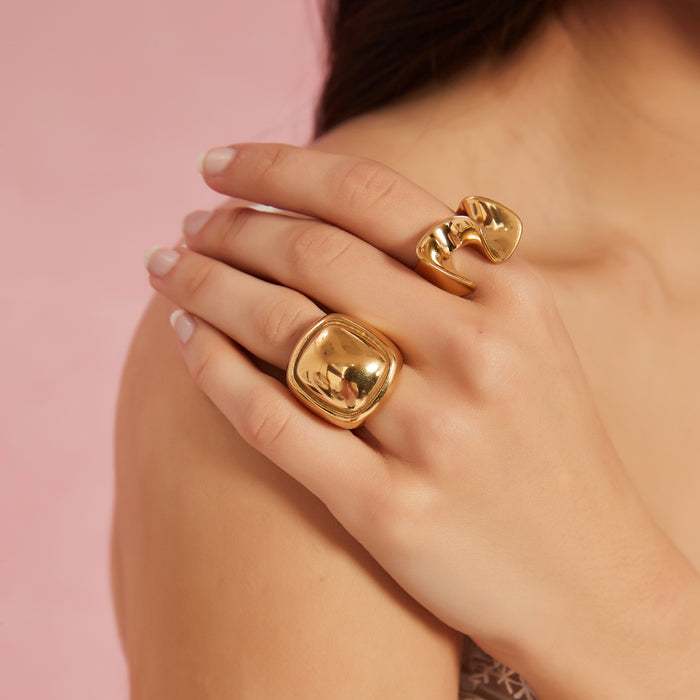 Wholesale Personalized stainless steel irregular ring with high-end feel, color preservation electroplating wholesale