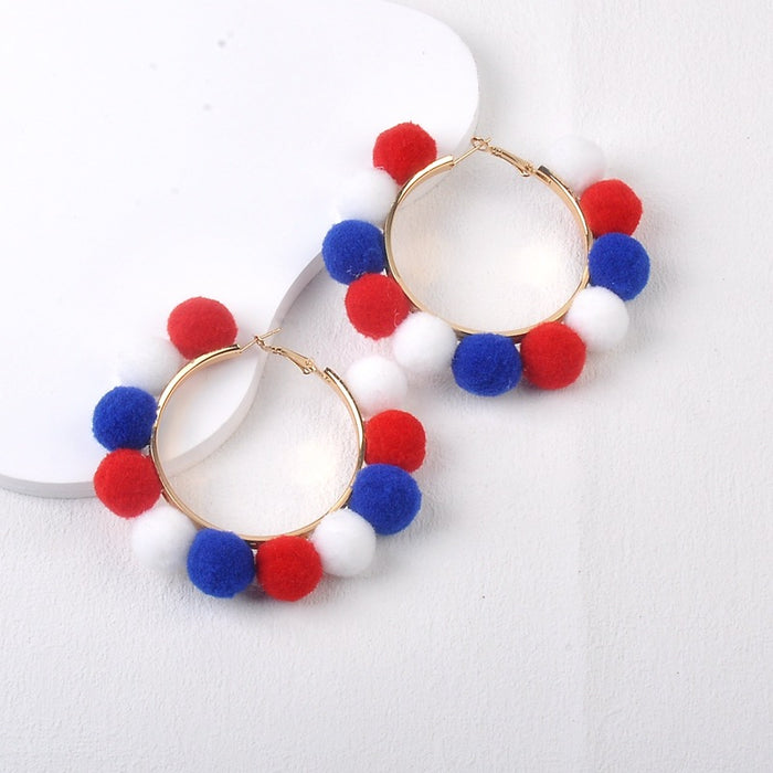 Wholesale American Independence Day Exaggerated Tassel Earrings JDC-ES-XLL003