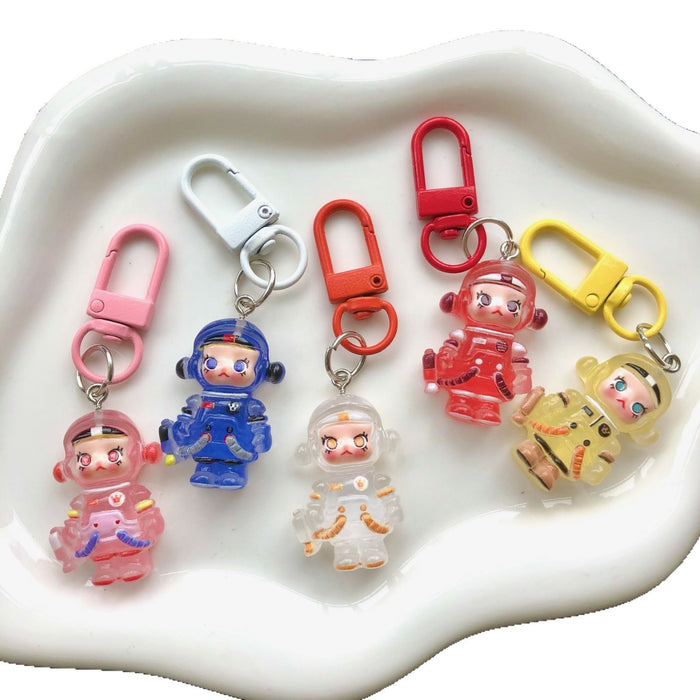 Wholesale Cute cartoon night light bubble astronaut keychain pendant accessory gift car hanging accessory