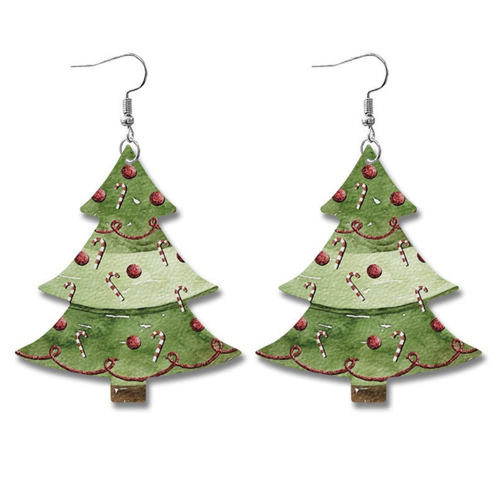 Wholesale Christmas earrings leather Christmas Tree Holiday earrings