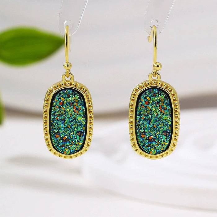Wholesale Geometric Elliptical Resin Imitation Crystal Tooth Earrings
