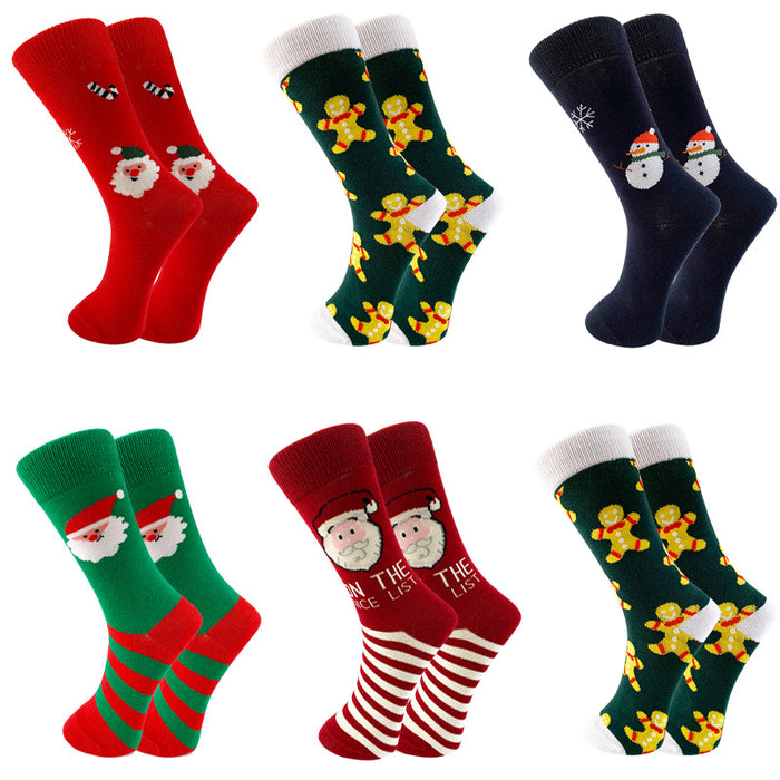 Wholesale Christmas Cartoon Striped Men's Mid-tube Socks JDC-SK-YiYan082