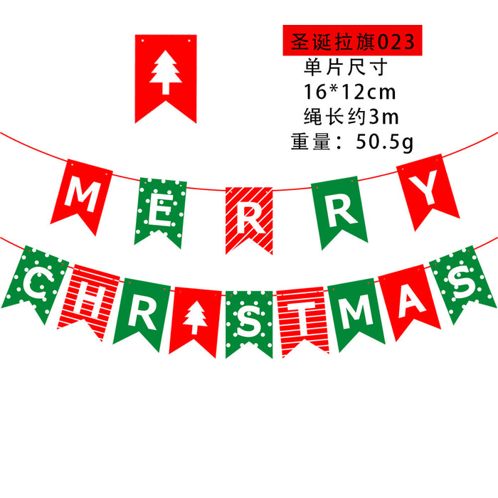 Wholesale Christmas Decorations Christmas Pull Flag Hanging Flag Holiday Banner Party Decoration Paper Cartoon Christmas Pull Flower String Flag