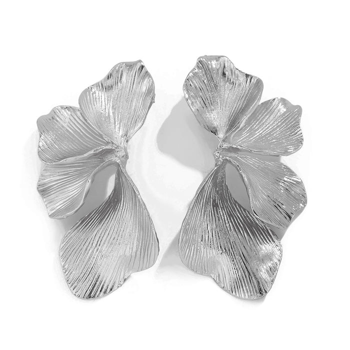 Wholesale Personalized Double layered Five petal Flower Earrings with Vintage Striped Leaves and Tassel Earrings