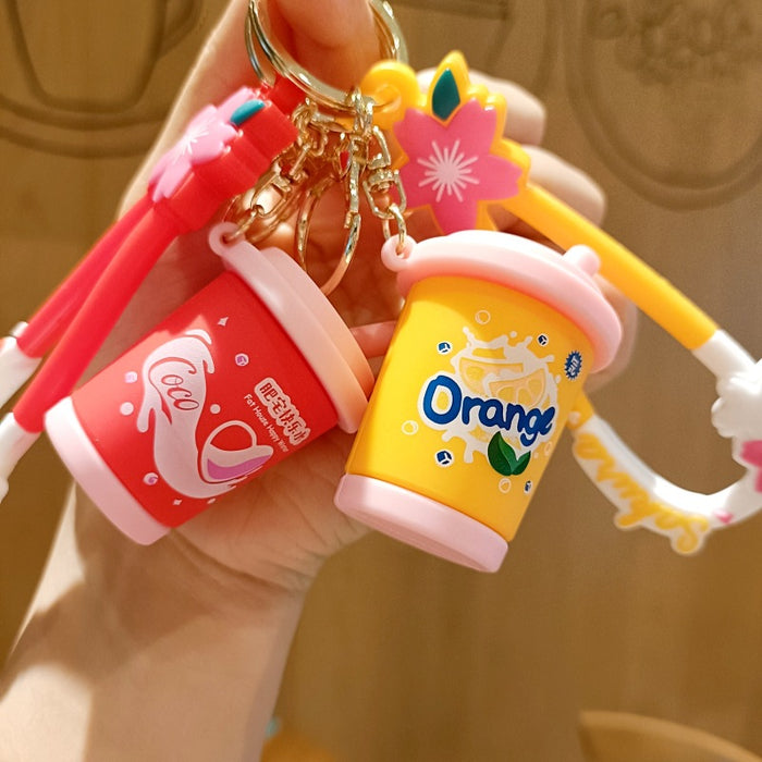 Wholesale Cartoon PVC Beverage Bottle Keychain JDC-KC-MingT017