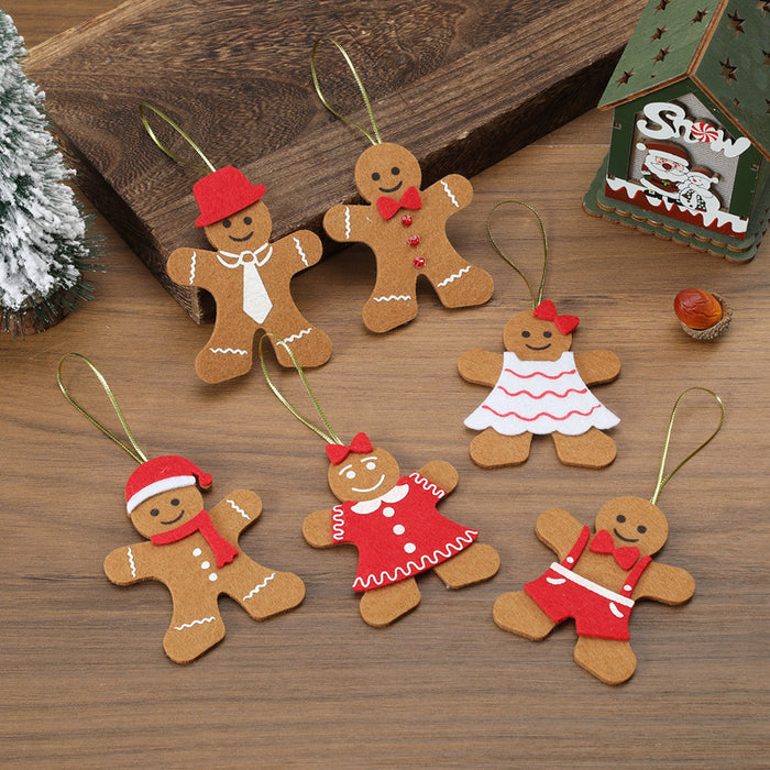 Wholesale Christmas Tree Pendant Felt Cloth Cartoon Gingerbread Man Small Pendant Christmas Decorations