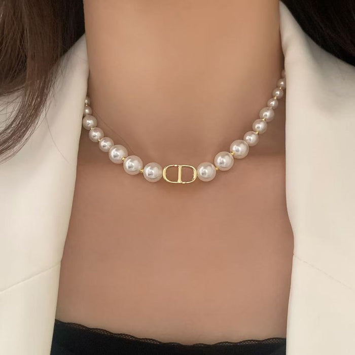 Wholesale New bead necklace sweater chain niche high-end pearl necklace light luxury temperament fashionable collarbone chain