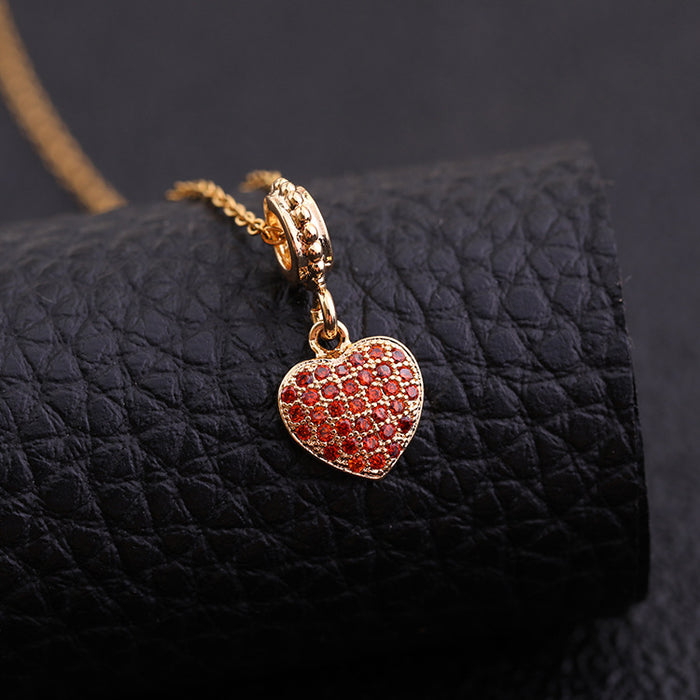 Wholesale Copper Micro-Inlaid Colored Zircon Love Pendant Necklace JDC-NE-ShangY031