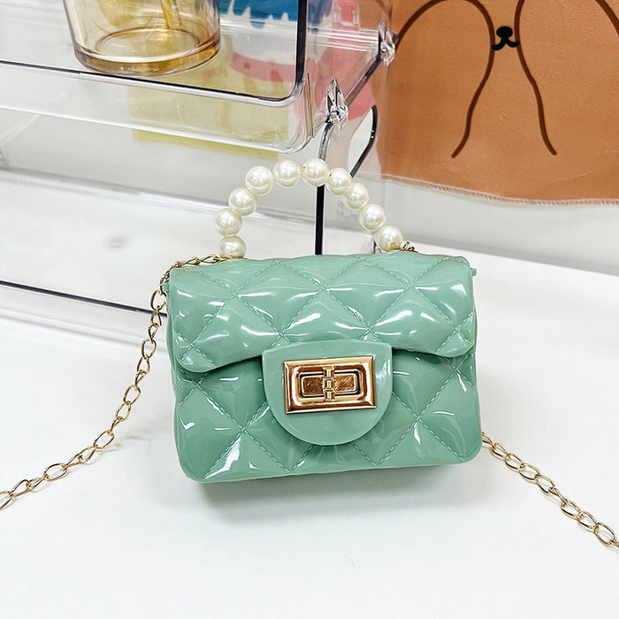 Wholesale PU Children's Pearl Pearl Hand-held Single Shoulder Crossbody Chain Bag JDC-SD-QiSheng006