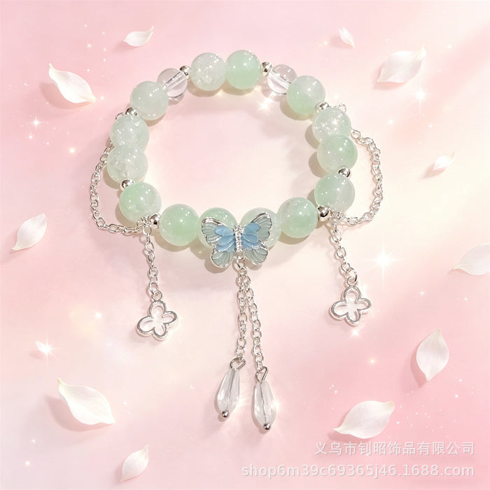 Wholesale Butterfly Tassel Crystal Bracelet Purple Glass Fashion Accessory
