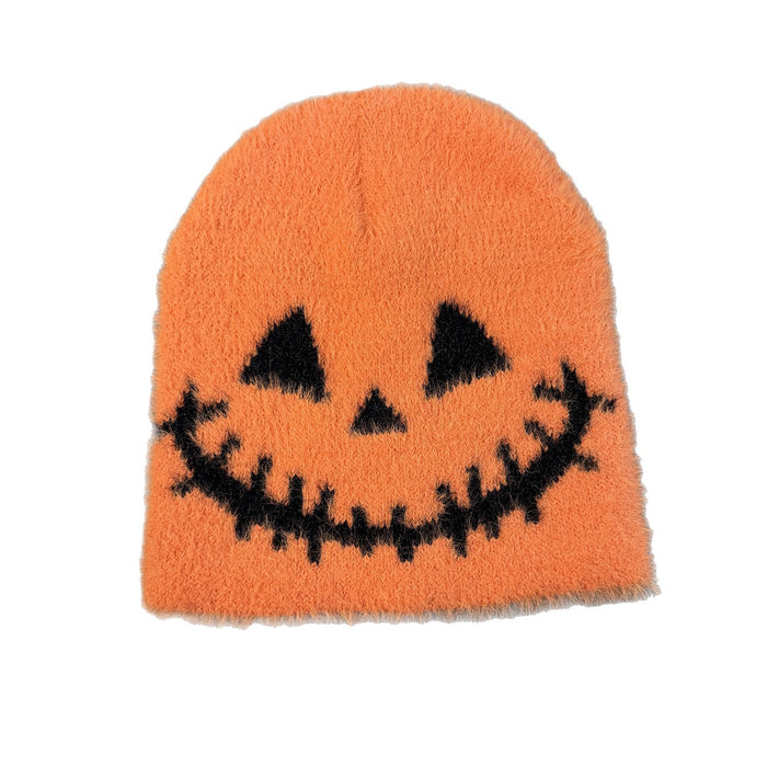 Wholesale Funny expression knitted hat for women in autumn and winter,  new  warm imitation mink yarn hat