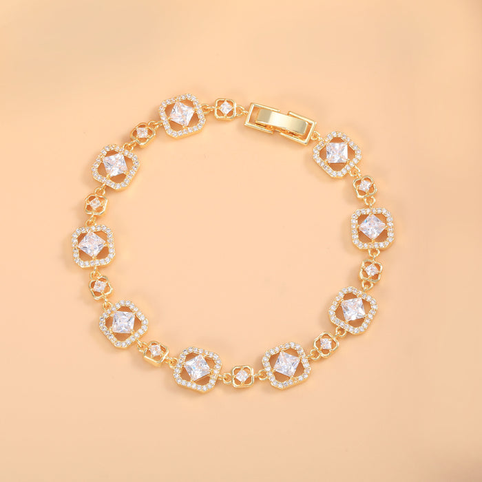 Wholesale Chic Colorful Zircon Women S Bracelet Copper Alloy Electroplated Party Gift Fashion Accessory For Resale