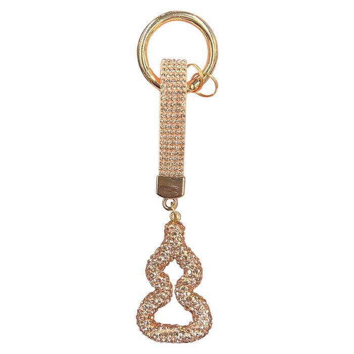Wholesale Resin Rhinestone Gourd Keychain Charm Creative Hollow Design Car Key Accessory