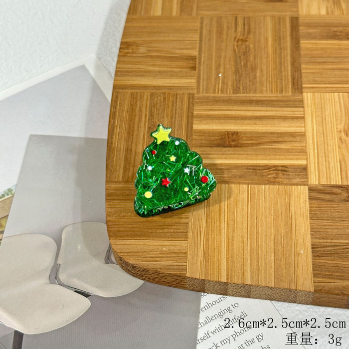 Wholesale Christmas Acrylic Kids Hair Clips Cute Santa Gingerbread Small Flat Grippers Party Hair Accessory For Resale