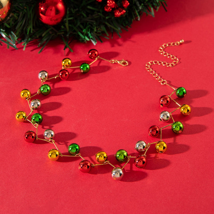 Wholesale Colorful Beaded Geometric Necklace Alloy Clavicle Chain Boutique Resale MOQ≥2