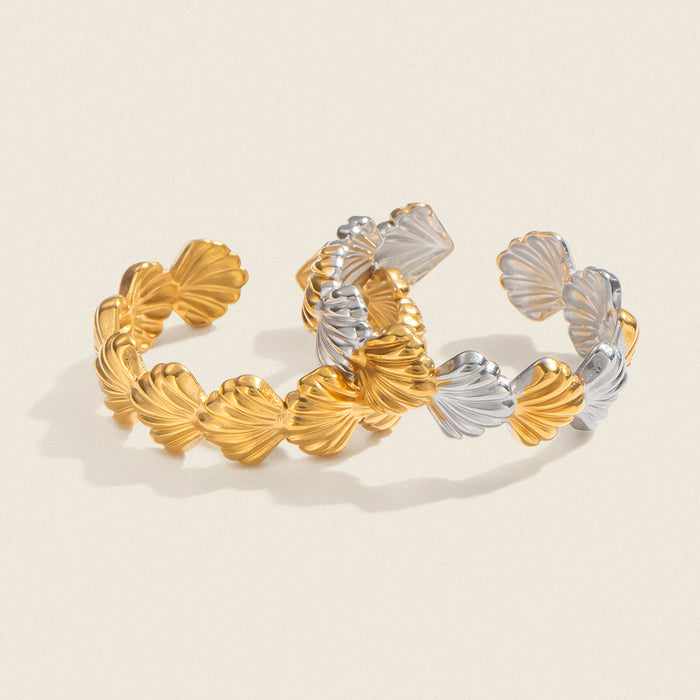 Wholesale Stainless steel color blocked shell open ring, niche and versatile jewelry wholesale