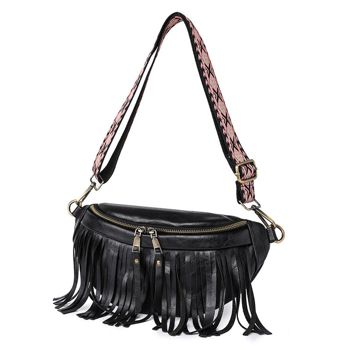 Wholesale Large Capacity PU Tassel Pleated Waist Bag JDC-SD-YouYJ002