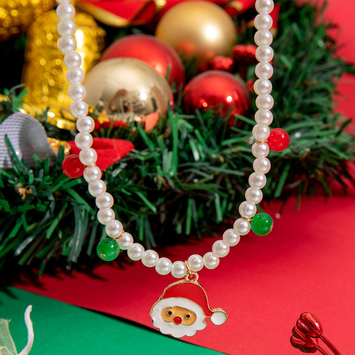 Wholesale Alloy Pearl Strand Snowman Pendant Necklace Christmas Jewelry Accessory for Women MOQ≥2