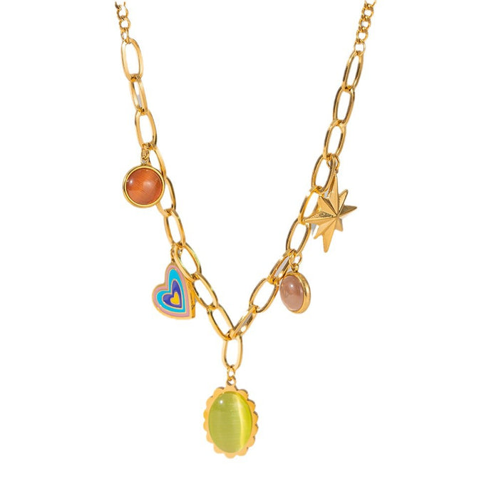 Wholesale Opal necklace love  clavicle chain  pendant necklace