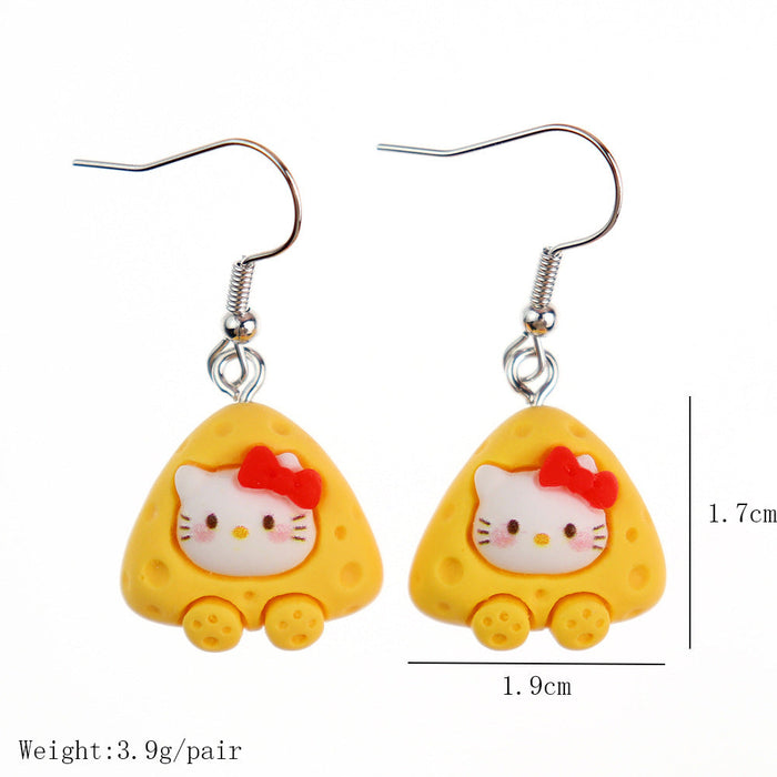 Wholesale Resin Earrings Cute Cartoon Bear Kitty Kitten (S) JDC-ES-niqing026