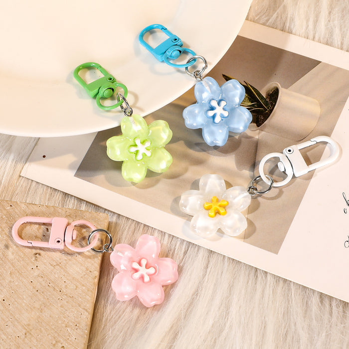 Wholesale Flower Resin Keychain Colorful Translucent Pendant Bag Charm Friend Gift