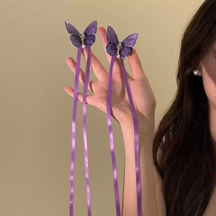 Wholesale New butterfly retro hair clip with exquisite and high-end tassel hair accessories