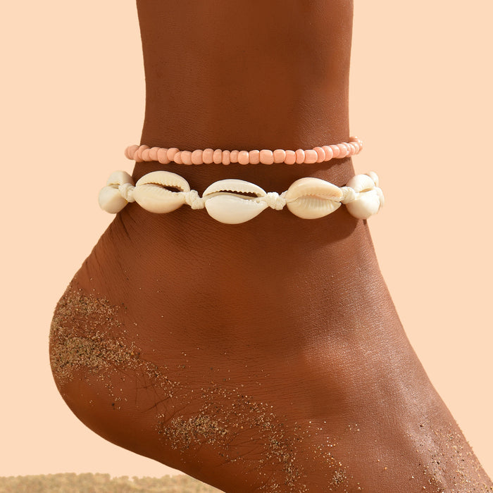 Wholesale Bohemian Shell Woven Anklet Set Fashion Accessory