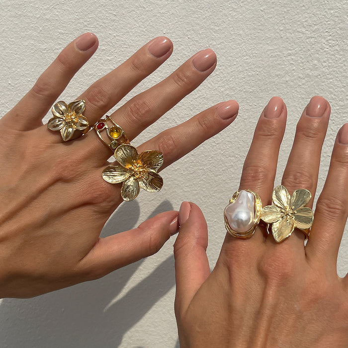 Wholesale Flower Set Ring Niche Design Open Ring Bracelet for Women